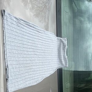 Sleeveless Ribbed High-Low Dress in Light Gray